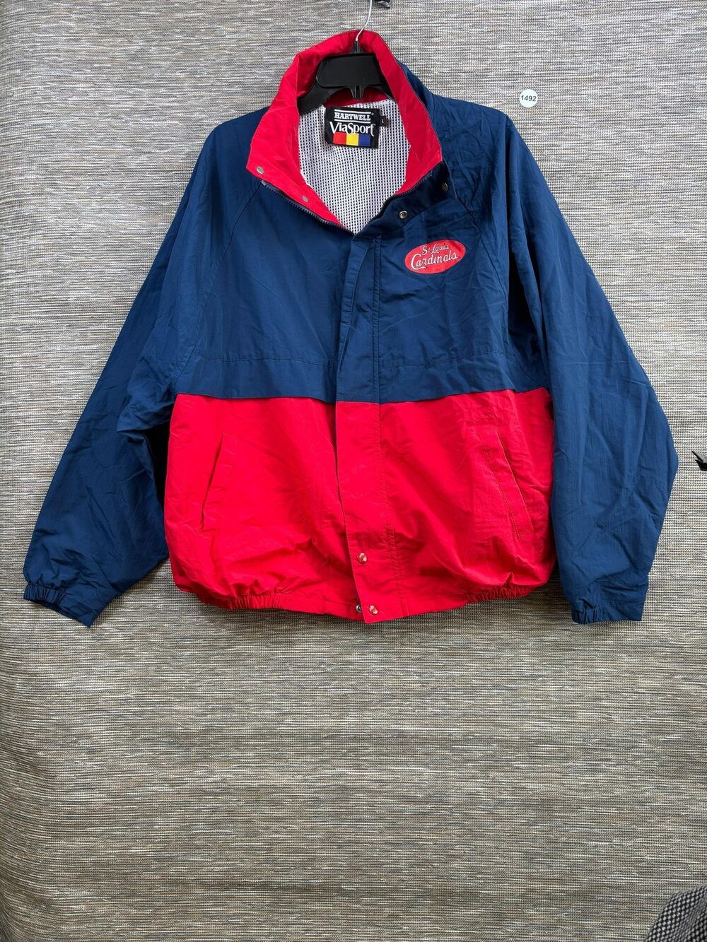 VTG St Louis Cardinals Jacket Mens L Blue Red MLB Baseball Hartwell Windbreaker